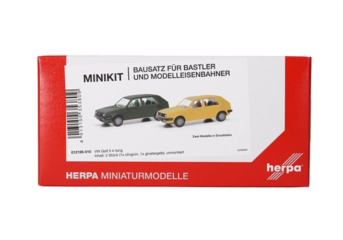 Herpa 012195-010 MiniKit VW Golf II 4-door, olive green and sunny yellow, H0