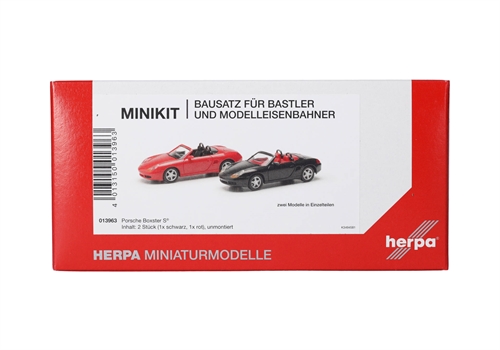 Herpa 013963 MiniKit Porsche Boxster S (set of 2) red and black, H0