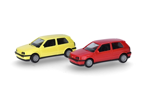 Herpa Minikit 014014 VW Golf III VR6 2-door, double set Sulphur yellow/flash red, H0