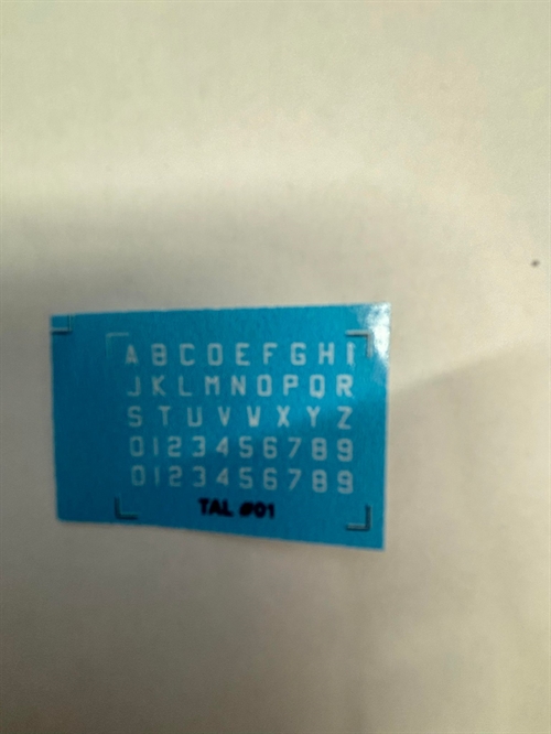 DMC Decals 01h RDAF letters and numbers - white decals, 2 mm high