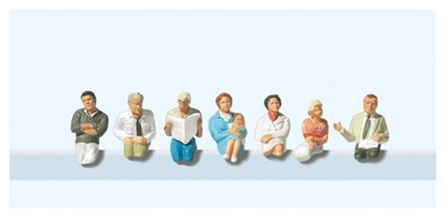 Preiser 10298 Seated Passengers in Train Compartment, Seven Persons, H0
