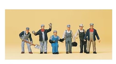 Preiser 10453 Personnel US Freight Train, six figures, H0