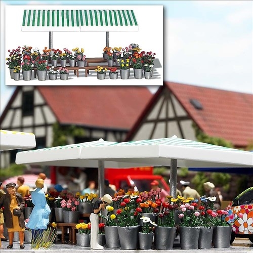 Busch 1072 Market stand with flowers, H0