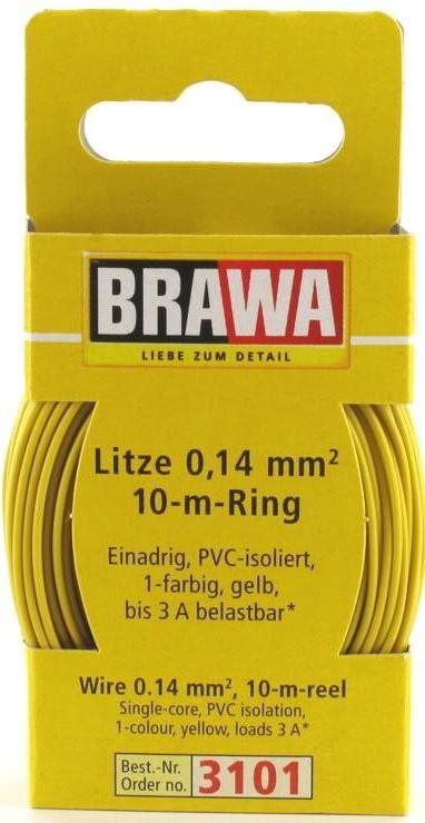 Brawa 3101 Ledning, gul, 0,14 mm, 10 mtr.