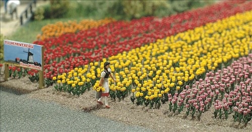 Busch 1206 Building set with 120 tulips, H0, 0