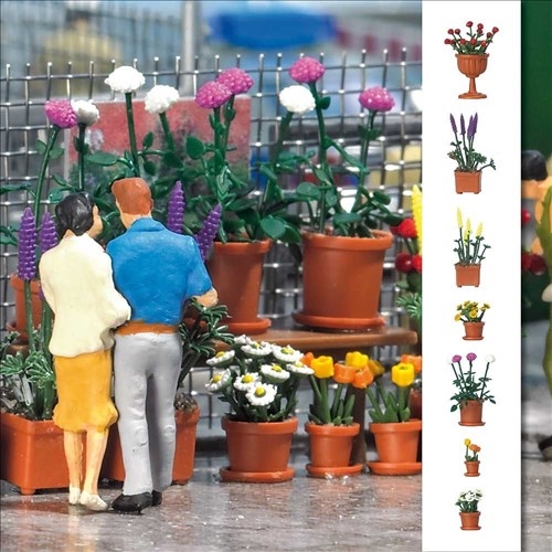Busch 1209 Construction set for 20 different flower pots, H0, 0