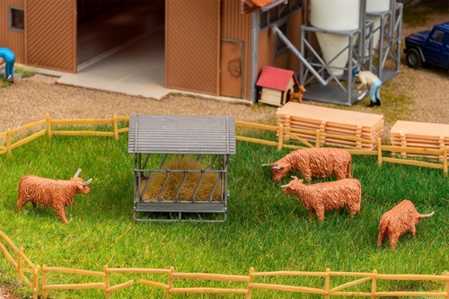 Faller 151926 Highland Cattle, Red, Four Figures, H0