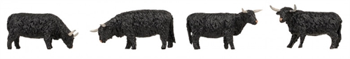 Faller 151957 Highland Cattle, Black, Four Figures, H0