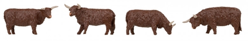 Faller 151958 Highland Cattle, Brown, Four Figures, H0