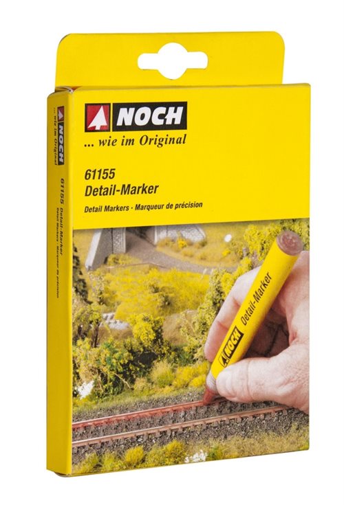 Noch 61155 Detail markers, black, white, silver, yellow, red and brown