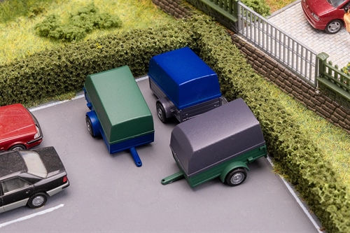Faller 180012 3 Trailers in different colors, H0