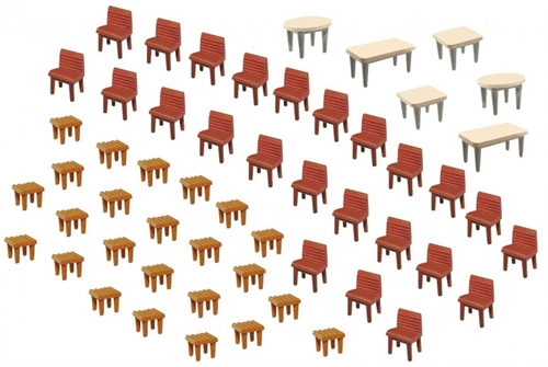Faller 180438 Tables and Chairs, 7 tables and 48 chairs, H0
