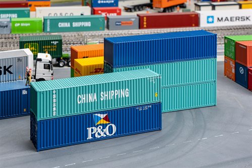 Faller 182151 40' Container, China Shipping and P&O, Set of 5, H0