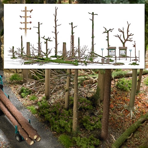Busch 1852 Dead Tree Set, H0
