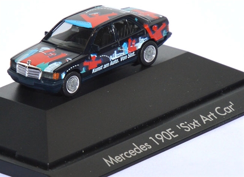 Herpa 10557 Mercedes-Benz 190E Sixt Art Car, Black, H0