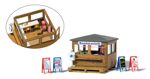 Preiser 17314 Boat Rental and Equipment Kiosk, Building Kit, H0
