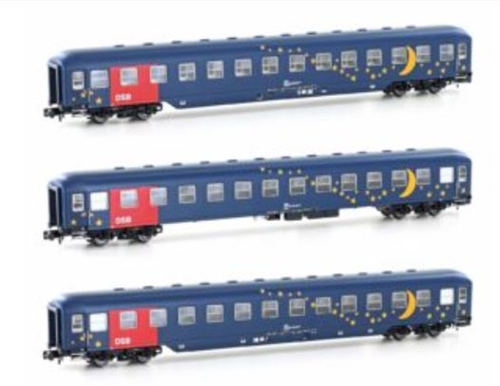 Hobbytrain 22209 Set of 3 sleeping cars BCM DSB, ep V, Track N