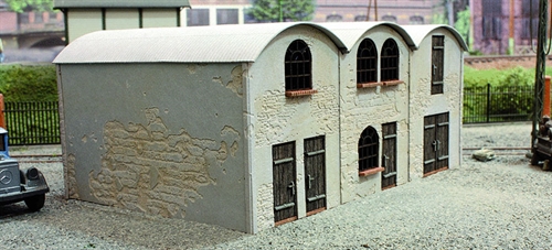 Joswood 17059 Barrel roof hall, grey, Lasercut construction kit, H0