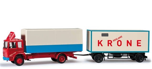 Herpa 303224 MAN F 8 tarpaulin truck with box trailer "Circus Krone"