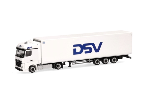 Herpa 318198 Mercedes-Benz Actros Bigspace Lowliner case check "DSV" (Denmark/Hedehusene), H0