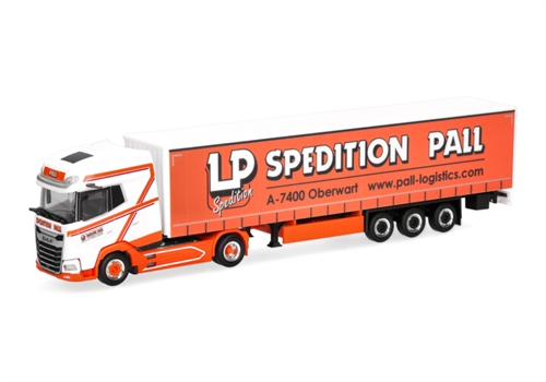 Herpa 319126 DAF XG+ curtain canvas semitrailer truck "Ludwig Pall" (Austria/Oberwart) H0