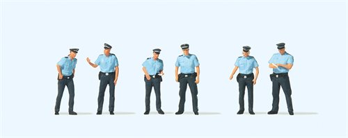 Preiser 10743 Politibetjente i sommeruniform, seks figurer, H0