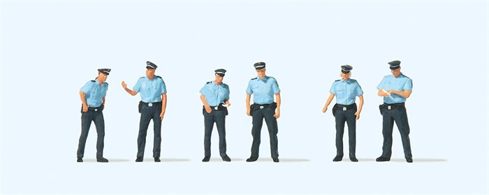 Preiser 10743 Politibetjente i sommeruniform, seks figurer, H0
