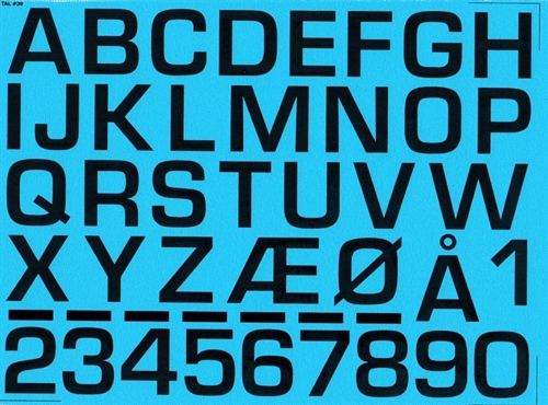 DMC Decals 39S RDAF letters and numbers - black decals, 24 mm high