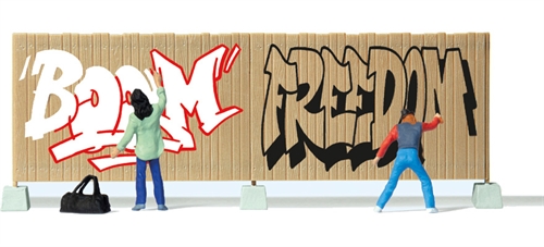 Preiser 10334 Graffiti Painters, Two Figures and a Sign H0