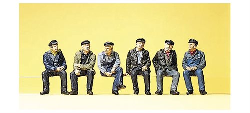 Preiser 10351 Siddende industriarbejdere, seks figurer, H0