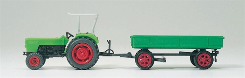 Preiser 17914 DEUTZ D 6206 Agricultural Tractor with Trailer, H0