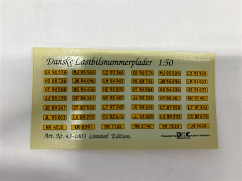 DMC Decals 50-536 Danish Truck License Plates
