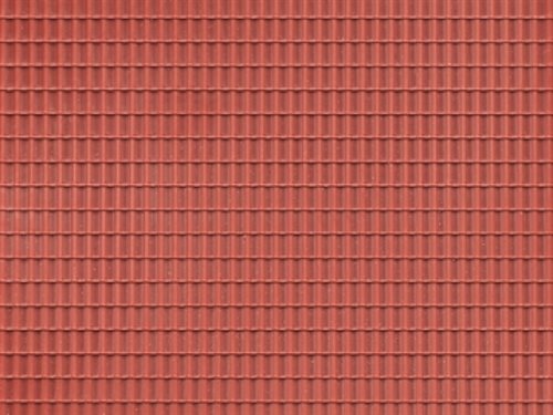 Auhagen 52425 Dekoplade, plastic, Tagsten, rødbrun, str. 100 x 200 mm H0/TT