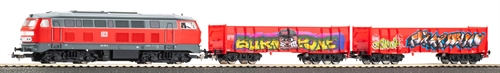 Piko 57032 Starter set with children's freight train BR 218 DB AG with 2 Eaos freight cars, H0