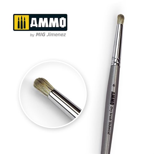 Ammo by MIG 8702 6 AMMO Drybrush Technical Brush