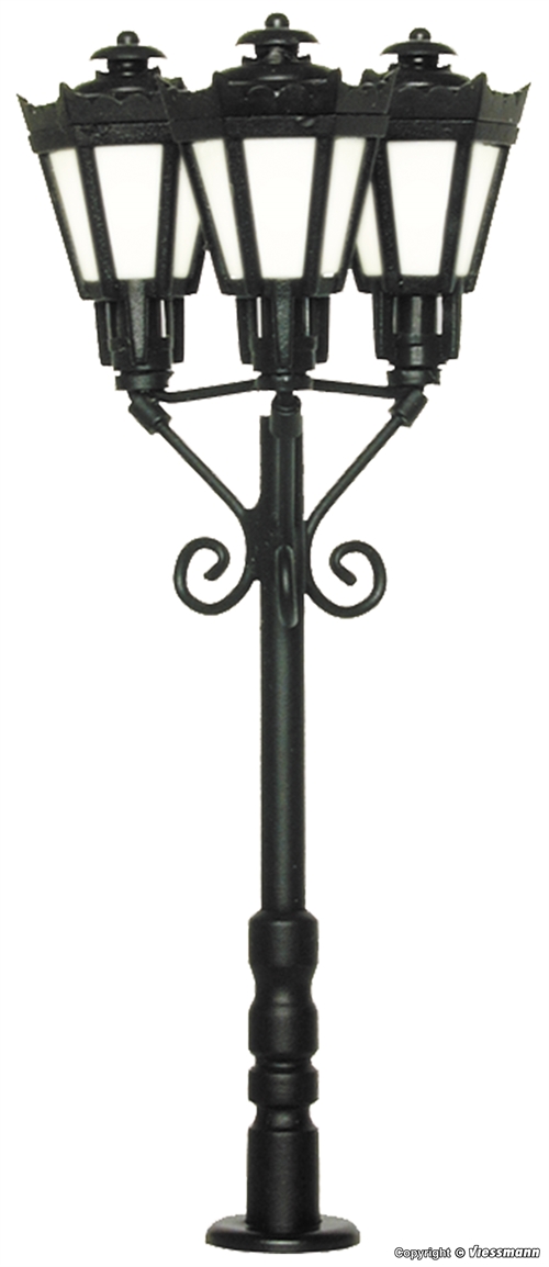 Viessmann 6077 Park lantern, three lamps, warm white. H0