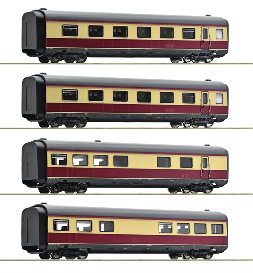 Roco 6220003 Car set with four middle cars for the gas turbine multiple unit series 602 of the German Federal Railroad., H0