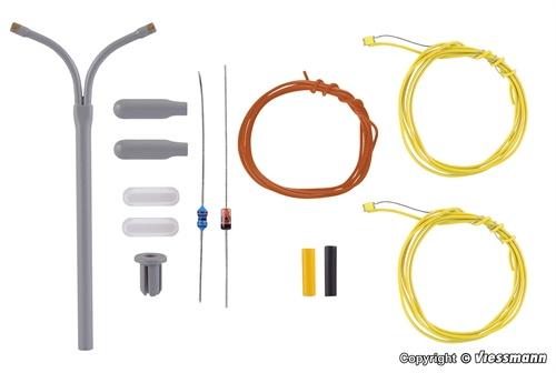 Viessmann 6623 Street lamp, double, LED Construction set, Gauge N