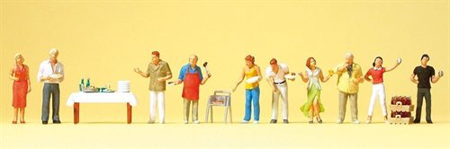 Preiser 10553 Grillparty i haven, 10 figurer med tilbehør, H0 NYHED 2016