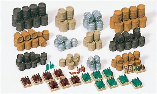 Preiser 17105 Beer Barrels and Bottles in Various Shapes and Sizes, H0