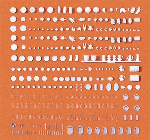 Preiser 17220 Service og mad, umalet, H0 NYHED 2016