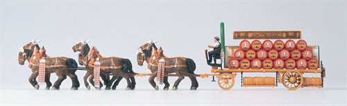 Preiser 30438 Bryggerivogn »Spatenbräu«, Færdigmodel, 7 figurer med tilbehør, H0 NYHED 2018