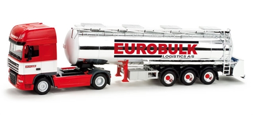 Herpa 159043 DAF XF 105 SSC Tractor with Chromed Tank Trailer "EUROBULK" Logistik A/S, Denmark