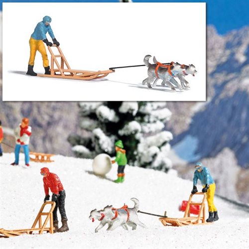 Busch 7817 Dog Sled, Man, and Two Dogs