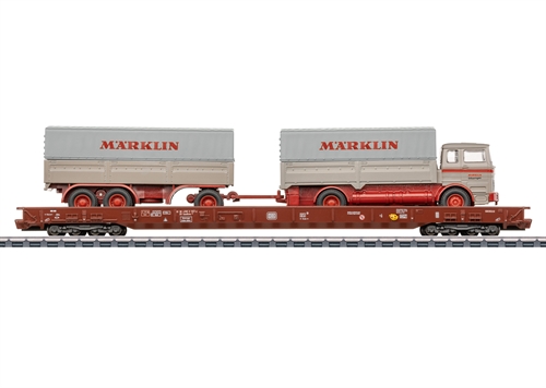 Märklin 47412 Low-sided freight wagon for the transport of road vehicles, Saadkms 690, COMING NEW 2026