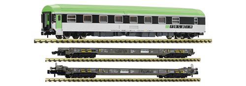 Fleischmann 827112 3-piece wagon set, rolling road, RAlpin, ep VI, Gauge N