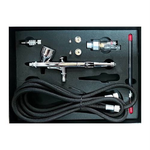AK 180xx Airbrush set 180X 0.2, 0.3, 0.5 mm, hose, quick coupling – Aerógrafo set 180X