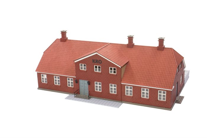 Hobbytrade 87380 Village Inn with Red Stones, Laser Cut, H0