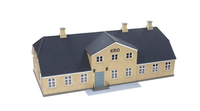 Hobbytrade 87381 Village Inn with Yellow Plaster, Laser Cut, H0