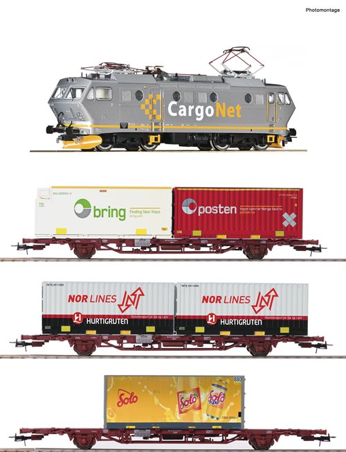 Roco 61488 4-tlg. Set: Elektrolokomotive EL 16 mit Güterzug, CargoNet, ep VI, AC,  H0 KOMMENDE NYHED 2022